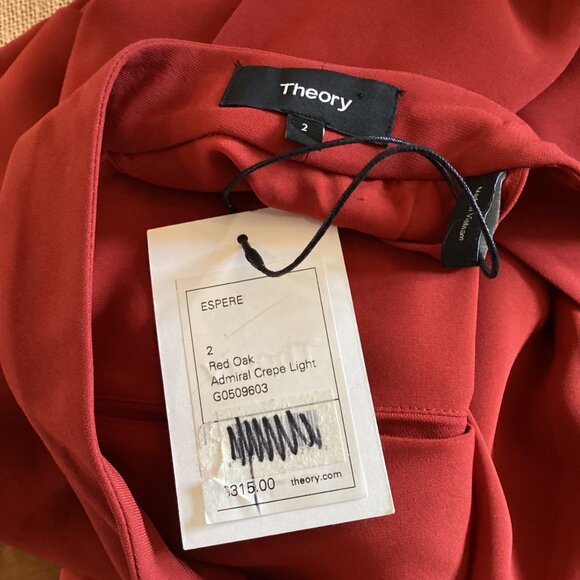 Theory Espere Dress Size 2 NWT Admiral Tie Neck A-Line Red - Picture 3 of 10